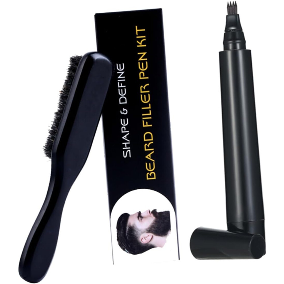 Hkhbjs Black Beard Grooming Kit 2Pcs Mustache Brush And Beard Pencil Set Boar Bristle And Beech Wood