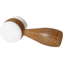Brosse visage double face à poils doux et manche en soie de coco pour une exfoliation douce et un nettoyage en profondeur.
