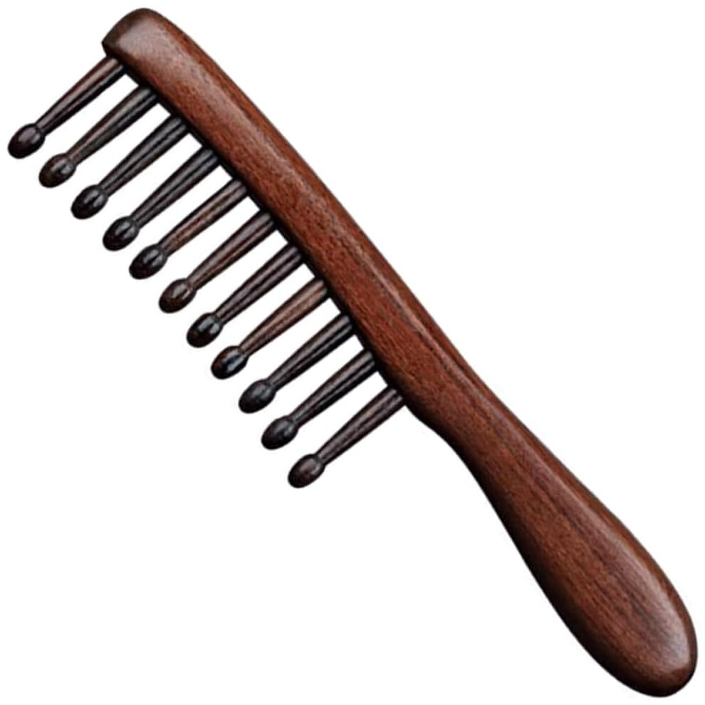 Hkhbjs Unisex Wide Tooth Sandalwood Hair Comb Detangler Round Teeth, Wooden Scalp Massage Comb