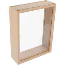Schwebender Präsentationsrahmen, 3D-Präparaterahmen, khakifarbenes Holz, PVC, leicht, elegant, Wandbehang, Tischdekoration