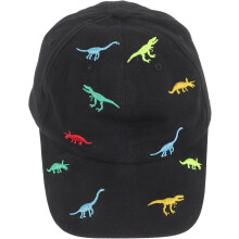 Gorra de béisbol ajustable de algodón con estampado de dinosaurios negro para exteriores, ideal para primavera y otoño.