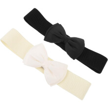 2 cinture larghe con fiocco, elastiche in vita per ragazze e donne, ideali per abiti e corsetti, colore nero.