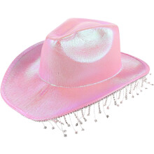 Perlmutt-Cowboyhut, rosa Strass, glitzernd, Damen, Western-Kostüm, Party, Festival, Geburtstagsdekoration