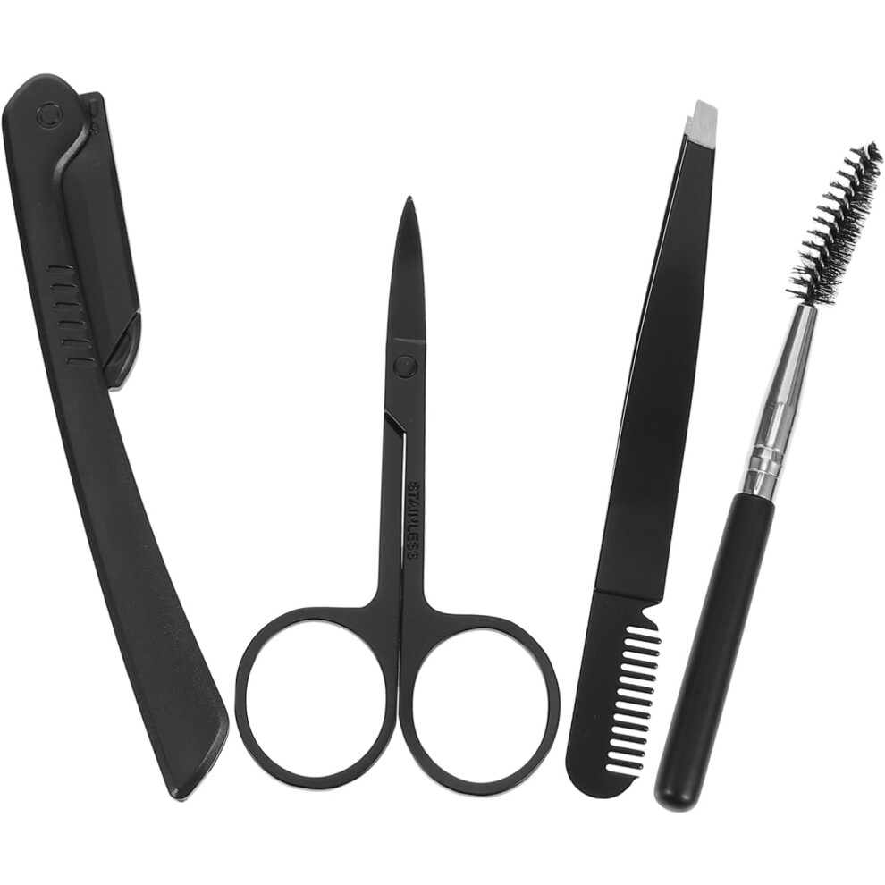 Hkhbjs Eyebrow Trimming Scissors Grooming Kit Razor Tweezers And Brush For Eyebrow Shaping And Trimming