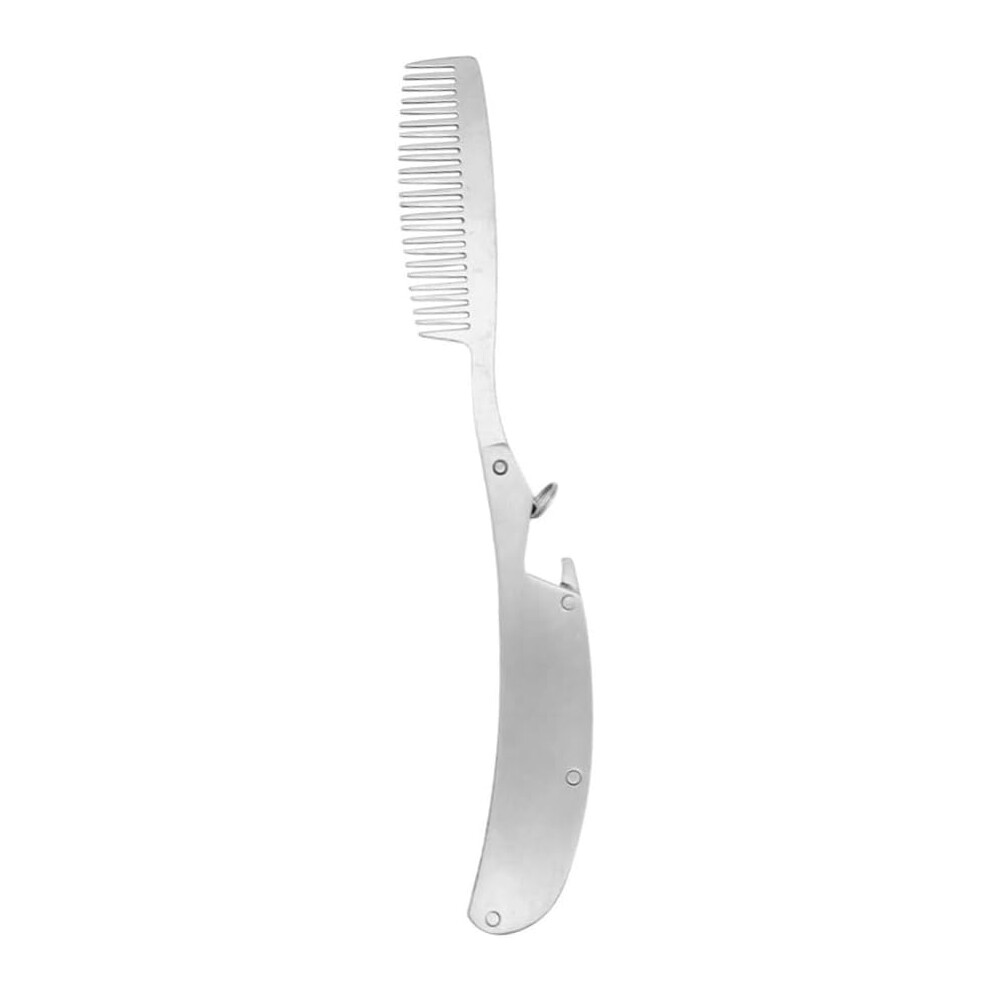 Hkhbjs Stainless Steel Anti-Static Folding Beard Comb For Men Portable And Lightweight Grooming Tool