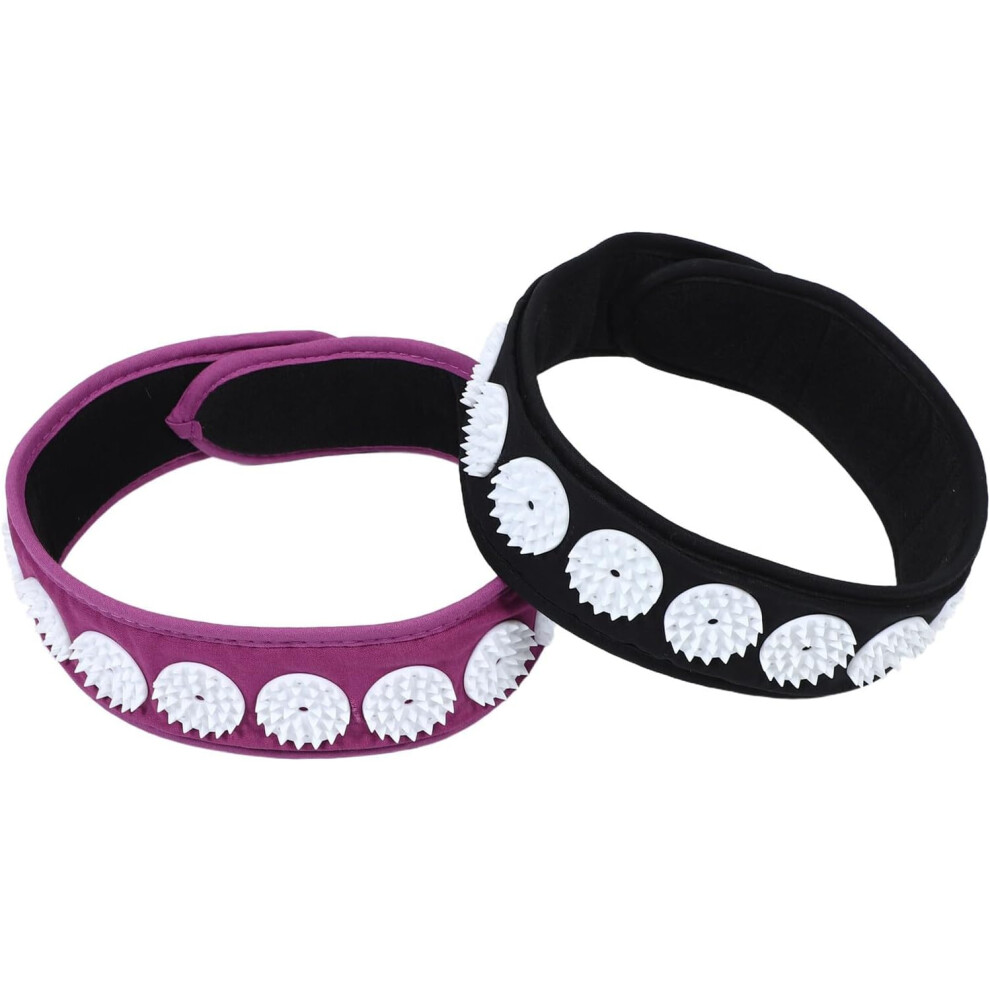 Hkhbjs Black/Purple 2Pcs Acupressure Headband Adjustable Facial Massage Stick
