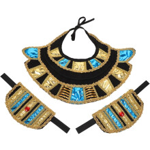 Ägyptisches Cosplay-Set, Damen-Kleopatra-Kostüm-Accessoires-Set inklusive Kragen und Armbändern