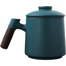 Keramik-Teetassenset mit Holzgriff und Teesieb, 400-ml-Grünbecher mit Deckel