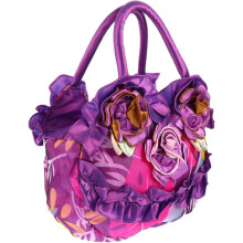 Damen-Canvas-Tragetasche mit Reißverschluss, großes Fassungsvermögen, lässige Handtasche für Mütter, lila, stylische Einkaufs- und Reisetasche