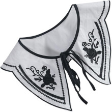 Col en dentelle brodée amovible, design chic noir pour femme, faux col en coton unique
