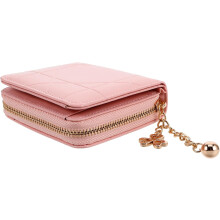 Carteira compacta de couro de PU acolchoado para mulheres Zipper moeda bolso cartão caso portátil Bifold embreagem bolsa