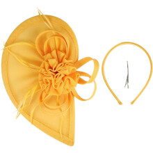 Chapeau de mariée en maille, bandeau, pince à chapeau, accessoire pour voile de mariée, thé, église, jaune