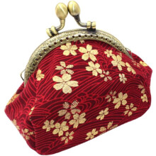 Porte-monnaie vintage à motif de fleurs de cerisier, portefeuille rétro, sac de rangement multifonctionnel