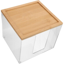 Aufbewahrungsbox für Kosmetiktücher aus Acryl mit Holzdeckel, ideal für Bad, Küche, Schlafzimmer, Büro und Gästehandtuchhalter.