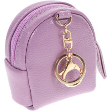 Mini sac à dos porte-monnaie en PU avec pompons et fermeture solide, porte-clés créatif et adorable