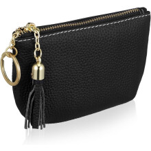 Bolsa de moeda de couro carteira pequena bolsa zíper carteira chave para mulheres