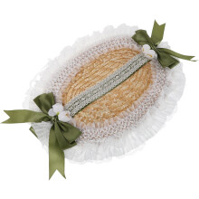 Lolita Style Straw Hat Bowknot and Lace Trim for Summer Outdoor Adventures Vintage Bonnet