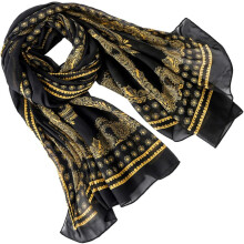 Chiffon-Schal, lang, dünn, Sonnenschutz-Cape, schwarz, 150 x 50 cm, modisch, leicht, für Mädchen und Frauen