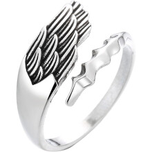 Flügelring für Damen und Herren, verstellbar, offen, ästhetisches Schmuckstück, einzigartiges Design für jeden Tag und besondere Anlässe.