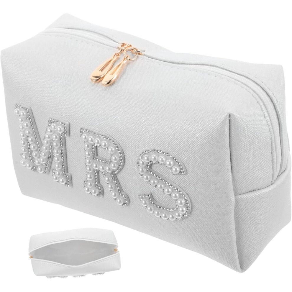 Hkhbjs Portable Pearl Letter Makeup Bag Capacity Cosmetic Bag For Travel Stylish Storage Pouch