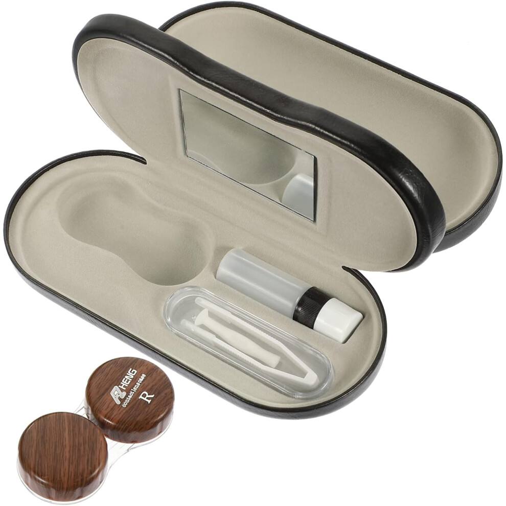 Hkhbjs Double Layer Portable Glasses Organizer Pu Leather Glasses Case
