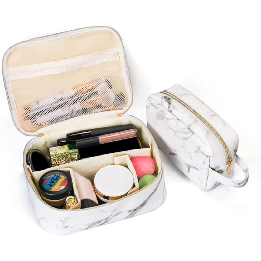 Hkhbjs Marble Pattern Cosmetic Makeup Pouch Travel Bag Multifunction Portable Toiletry Bag For Daily Use And Traveling