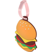 Etiqueta de bagagem bonita do PVC do hambúrguer para viagens de mulheres, identificação fácil e etiqueta de mala de anexo seguro