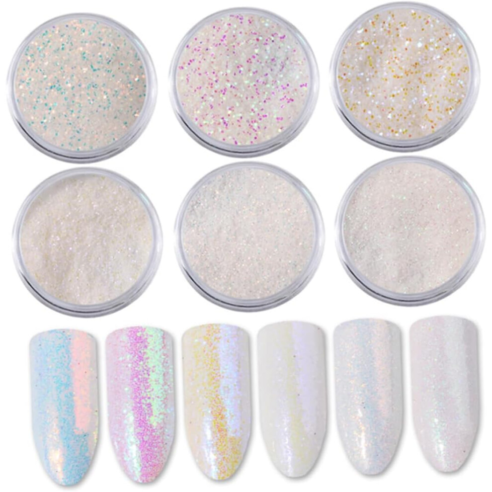 Hkhbjs White Fine Nail Art Glitter Powder Sequin Dust For Uv Gel Polish Nail Rhinestones Decoration For Manicure