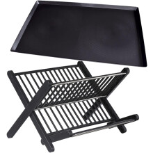Geschirrablage, Küchenabtropfgestell, faltbar, schlicht und elegant, schwarz, Edelstahl