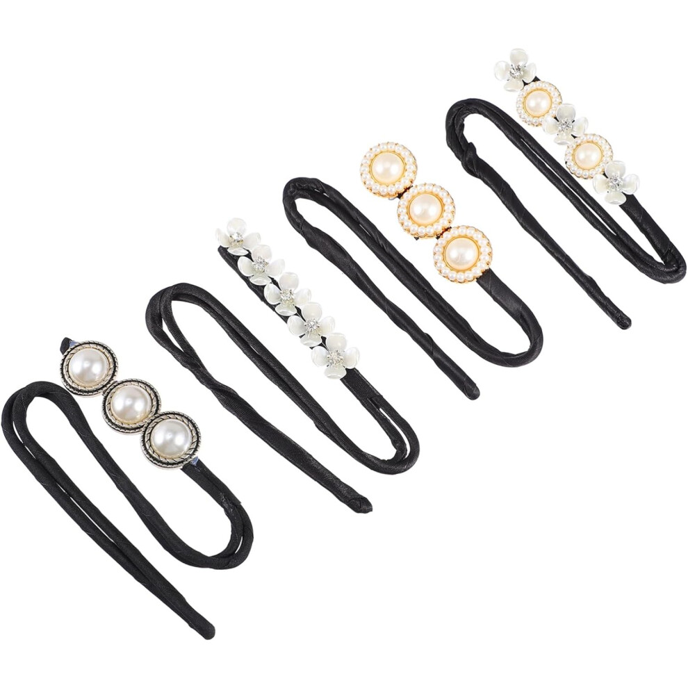 Hkhbjs 4Pcs Hair Bun Maker Twisted Hair Bands Bun Shaper Pearls Clip Styler Device For Half Ball French