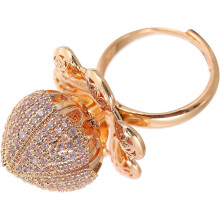 Verstellbarer, offener Ring in Goldrosa mit Zirkonia, modischer, eleganter Fingerschmuck für Damen, geeignet für Alltag und besondere Anlässe