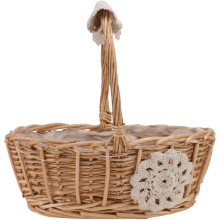 Khakifarbener Rattankorb, handgeflochtenes Design, multifunktionale Aufbewahrung, kreative und elegante Blumenpräsentation