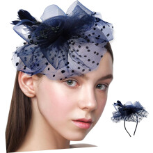 Mesh Headdress Fascinator Hat for Women Wedding Tea Party Made of Mesh and Cotton
