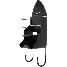 Soporte de plástico negro para tabla de planchar con prácticos ganchos. Fácil instalación. Soporte de pared para tabla de planchar.