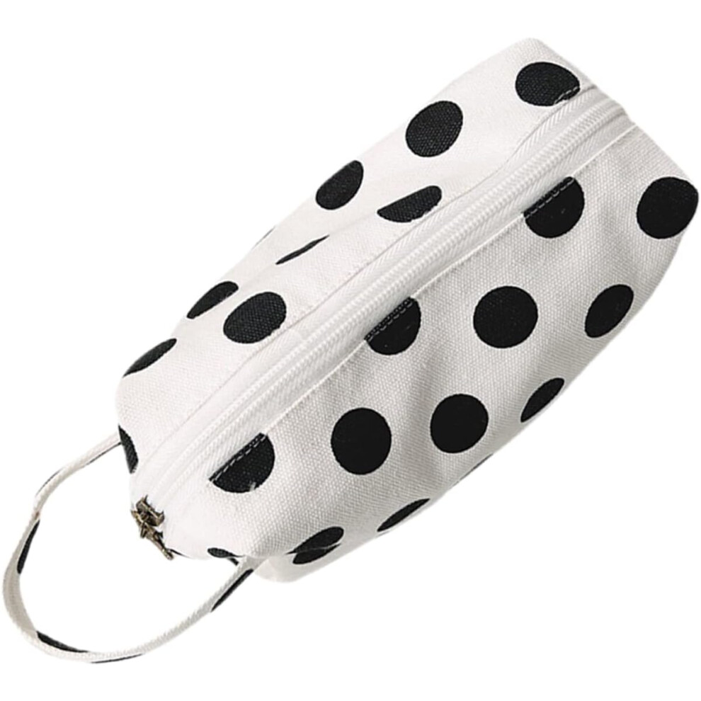 Hkhbjs White Portable Cosmetic Bag Canvas Makeup Bag With Zipper Travel Toiletry Organizer For Women