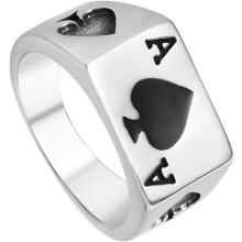 Schwarzer Herrenring aus Titanstahl im Pik-Stil, Punk-Style, Größe 8, Herren-Accessoire für Casual und Streetwear