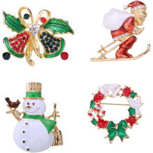 4pcs liga Natal Broche Pins Mulheres roupas Corsage Acessórios Festivo Holiday Badge Broches para roupas