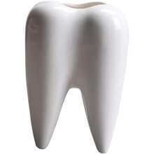 Jarrón de cerámica con forma de diente, maceta blanca para suculentas, decoración para el hogar y consultorio dental.