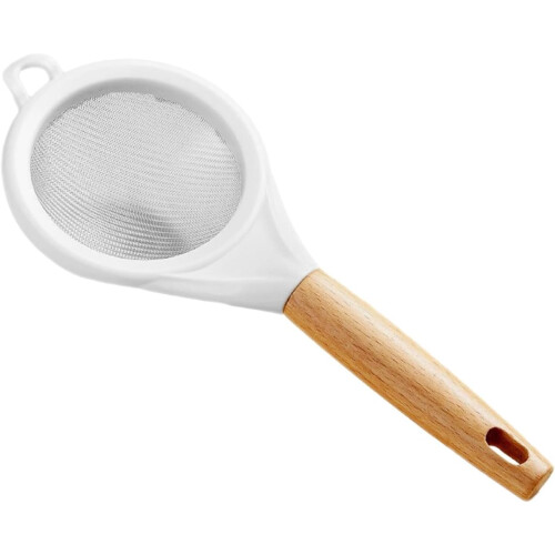 Kitchen Sieve Fine Mesh Flour Strainer for Baking with Walnut Wood Handle