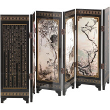 Mini-Paravent im chinesischen Stil mit sechs Holzpaneelen, faltbar und leicht zu transportieren