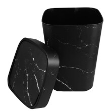 Mülleimer aus Marmor, Kunststoff, Schwingdeckel, geruchsdicht, kleiner schwarzer Abfalleimer