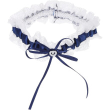 Blaues Spitzen-Braut-Schleifen-Beinband mit Herzring für Brautaccessoires