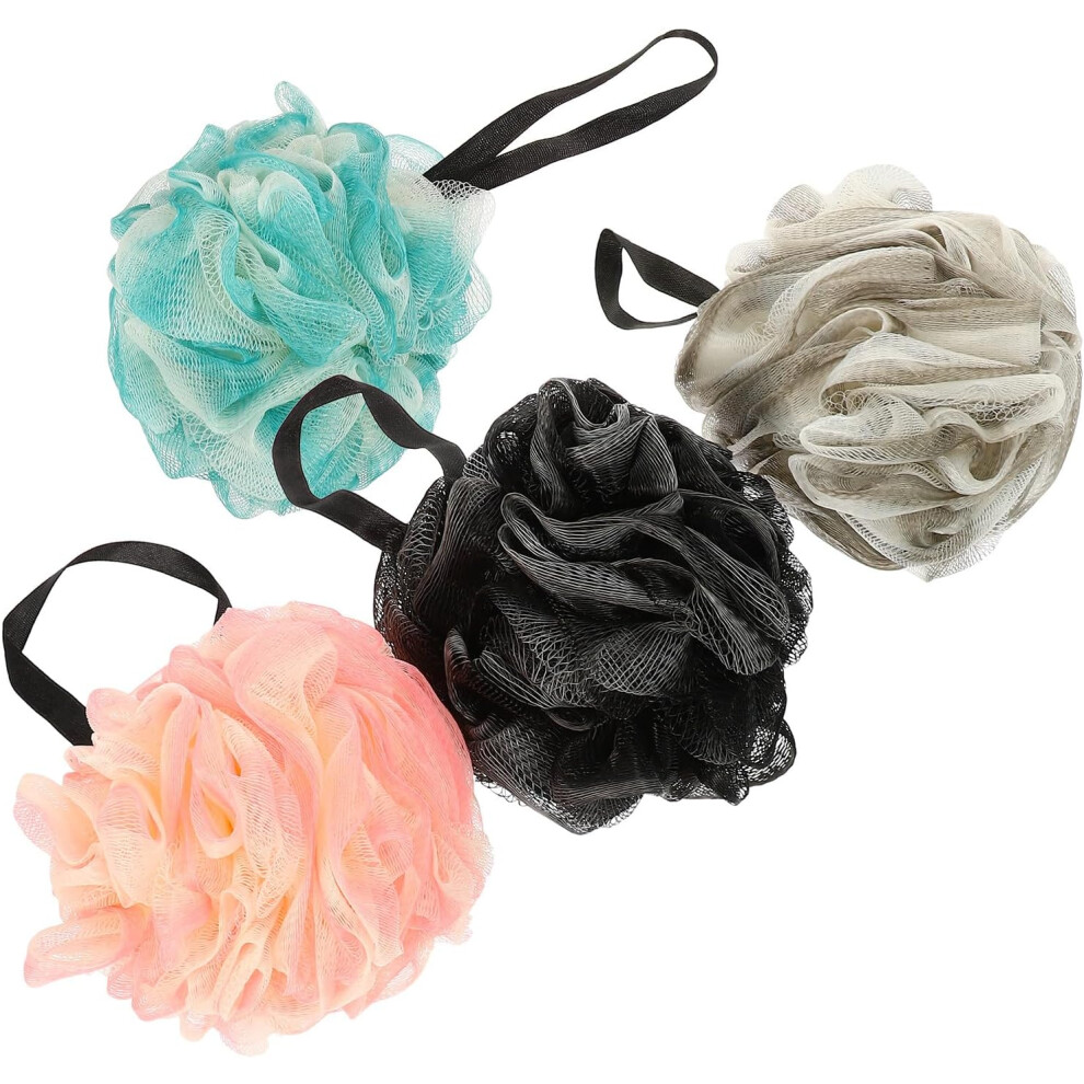 Hkhbjs 4Pcs Bath Scrubber Loofahs Set, Soft Pe Exfoliating Shower Body Skin Cleaning Tool With Rich Foam
