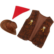 Vestido de cowboy ocidental para adultos Xxl, colete sem mangas, chapéu de cowboy e Bandana de cor sólida