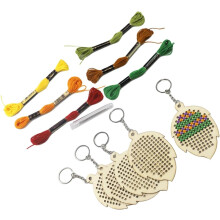 Kit de decoração de costura cruzada 10X6.5Cm conjunto de madeira DIY com material de madeira seguro para família e amigos artesanato cor aleatória