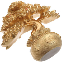 Goldener Glücksbaum aus Kunstharz und Kristall, 12 cm, Tischdekoration