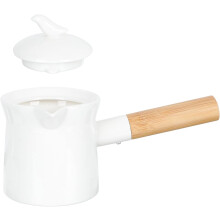 Théière décorative pour le thé de l'après-midi, pot à lait 300 ml, céramique, bois, style japonais, forme ronde, pratique