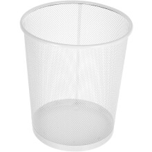 Abfalleimer aus Gusseisengewebe, Büro-Abfalleimer, großes Fassungsvermögen, weiß, rund, Metall, minimalistisches, stilvolles Design