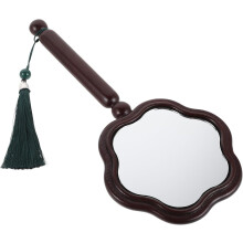 Kosmetikspiegel mit Griff aus Sandelholz, Glas-Schminkspiegel für Reisen und den persönlichen Gebrauch zum täglichen Schminken