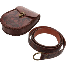 Geprägter Gürtel, Wikinger-Gürteltasche, Mittelalter-Cosplay-Accessoires für Partys, aus PU-Leder
